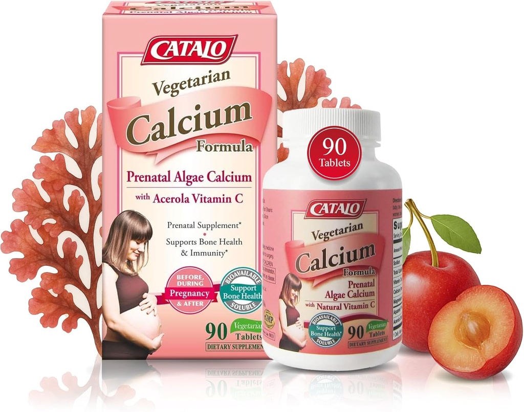 CATALO Vejetaryendis Kadınlar için Supplements - Plant-Based Red Algaeuba ile Magnezyum & Vitamin C'yi Geliştirmek için 90 Tablet - 90 Tablet