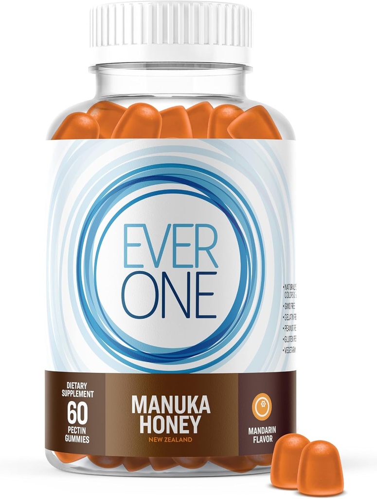 Ever One Manuka Honey New Zealand Gummies - Φυσικό συμπλήρωμα υποστήριξης του ανοσοποιητικού - Χορτοφαγική, Ζελατίνη Δωρεάν - Νοστιμότατο Μανδαρίνο Γεύση Ανοσία Gummy Βιταμίνες