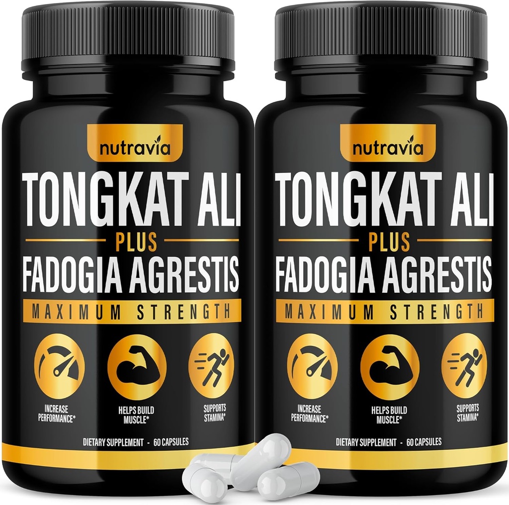 (2 Pack) Tongkat Ali Fadogia Agrestis for Men Supplement, Male Nitrik Oksit DR Longjack Tongkat Ali Ekstra Toz Vitaminleri Test Pompa Akış Performansı Mix Tongkat-Ali for Women (120 Capsules)