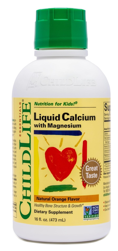 Çocuk Hayatı Temelleri Çocuklar için Sıvı Kalsiyum Tamamı - Magnezyum, çinko ve D3 Vitamini - Orange Flavor, 16 fl oz (1 Pack)