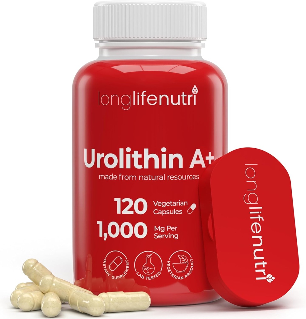 Urolithin A+ 1000 mg Supplement - Gelişmiş Formula, 120 Vegetarian Capsules, 2-Month Supply, Pomegranate Extract for Health Aging & Longevity, Lab Tested, Organik, ABD'de Yapıldı