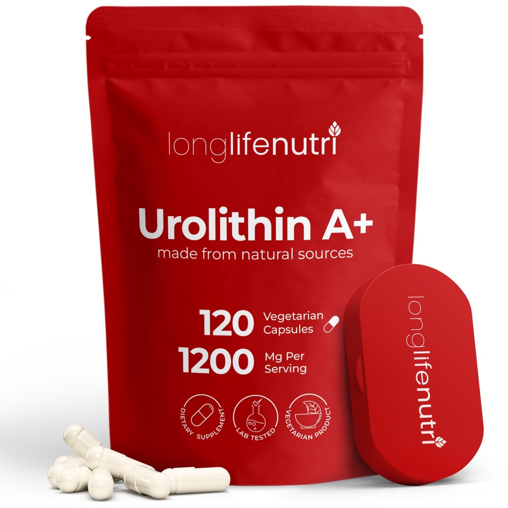 Urolithin A+ 1000mg συμπλήρωμα - Advanced Formula, 120 κάψουλες χορτοφαγίας, 2-μηνιαία προμήθεια, εκχύλισμα Ρόδι για υγιή γήρανση & μακροζωία, εργαστήριο δοκιμαστεί, οργανικά, Made in USA