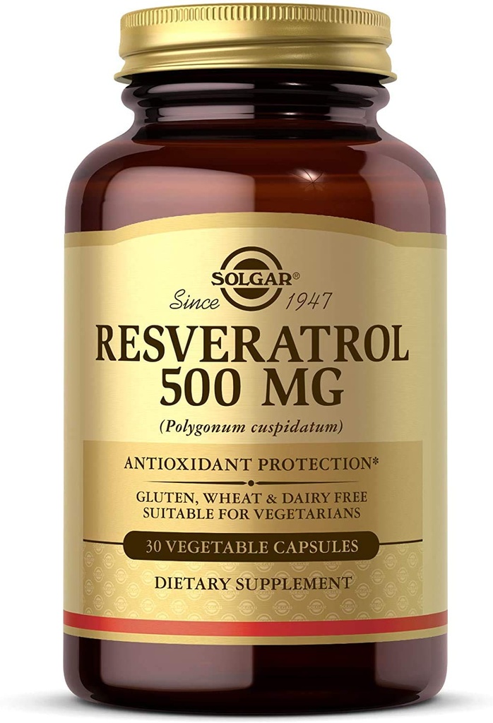 Solgar Resveratrol 500 mg, 30 Sebze Kapsülleri - Antioksi Koruma - Gluten Free, Dairy Free - 30 Hizmet
