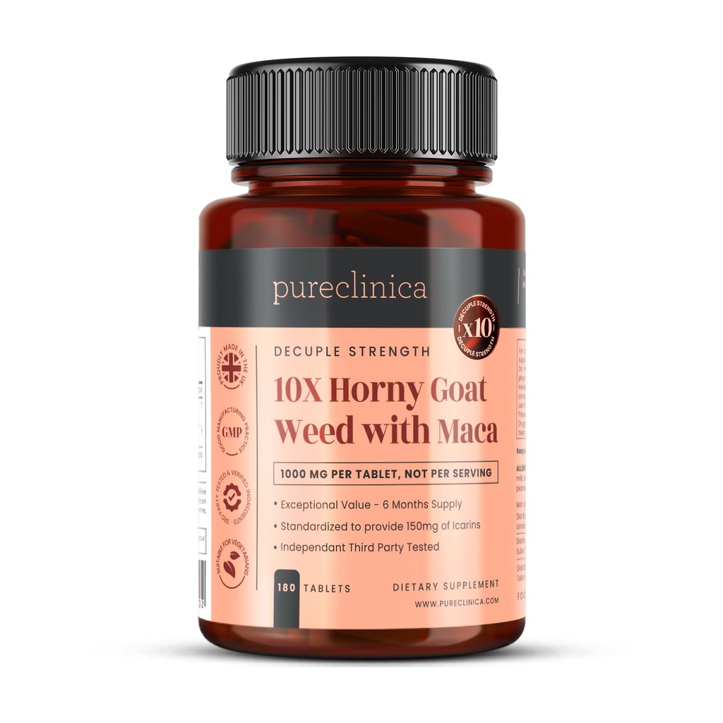 Safclinica 10X Horny Goat Weed & Maca Extract 6250 mg x 180 Tablet (6 Ay Supply) - 10 X More Icariins -% 300 daha fazla Apsiyon Black Pepper Ekstraksiyon