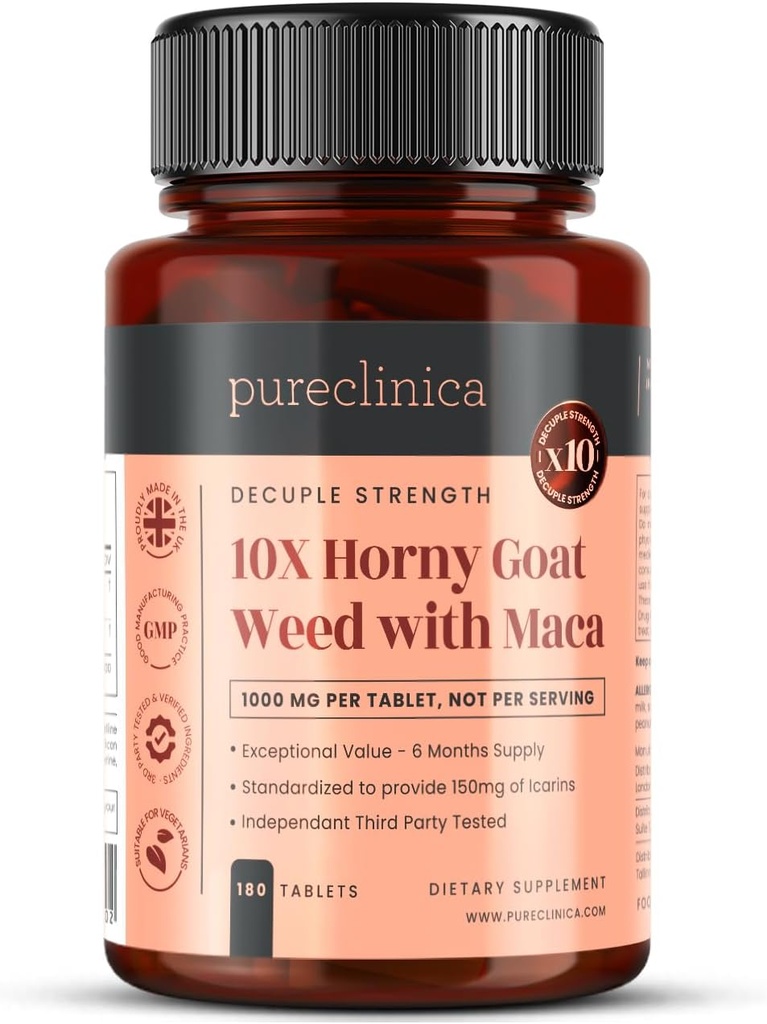 Safclinica 10X Horny Goat Weed & Maca Extract 6250 mg x 180 Tablet (6 Ay Supply) - 10 X More Icariins -% 300 daha fazla Apsiyon Black Pepper Ekstraksiyon