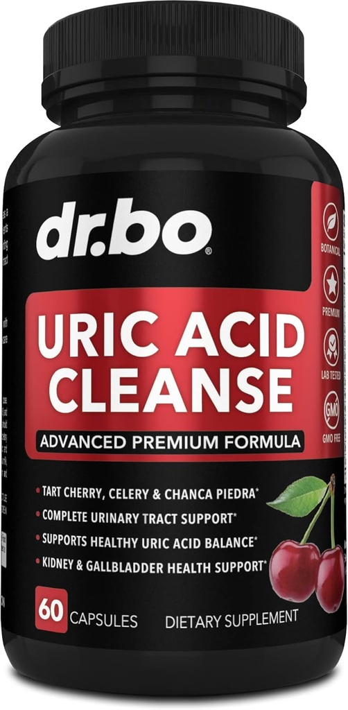 Uric Acid Cleanse Υποστήριξη συμπλήρωμα - Kidney φυτικά συμπληρώματα χάπια με Chanca Piedra, Celery & Tart Cherry Extract Formula - Κοινή υποστήριξη, Uric Acid Flush & Kidney Cleanse Purge Κάψουλες