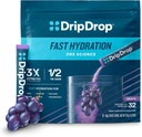 DripDrop Hydration Packets - Grape - Single Serve Electrolytes Powder Drink Mix - Non-GMO, Gluten Free, Vegan - 32 Sticks