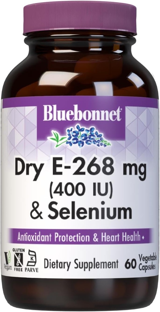 BlueBonnet Kuru E-400 IU Plus Selenium Vegetarian Capsules, 60 Count