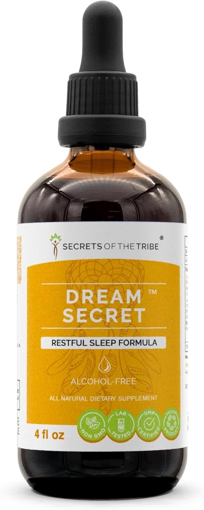 Kabilenin Sırları - Dream Secret, Restful Sleep Formula Formula, Herbal Supplement Mix Drops Alkol Özgür Sıvı Ekstraksiyon (4 f oz)