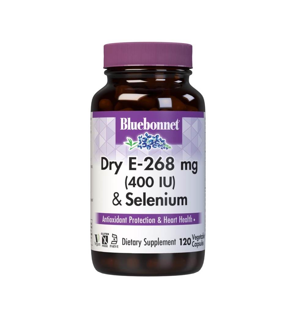 BlueBonnet Kuru E-400 IU Plus Selenium Vegetarian Capsules, 120 Kont, White