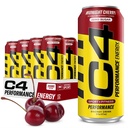 C4 Energy Carbonated Zero Sugar Energy Drink, Pre Workout Drink + Beta Alanine, Midnight Cherry, 16 Fl Oz ( 12 paketi)