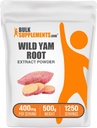 BulkSupplements.com Wild Yam Extract Powder - από ρίζα, συμπλήρωμα βοτάνων, συμπλήρωμα Wild Yam - Χωρίς γλουτένη, 400mg ανά σερβίροντας, 500g (1.1 lbs) (πακέτο του 1)
