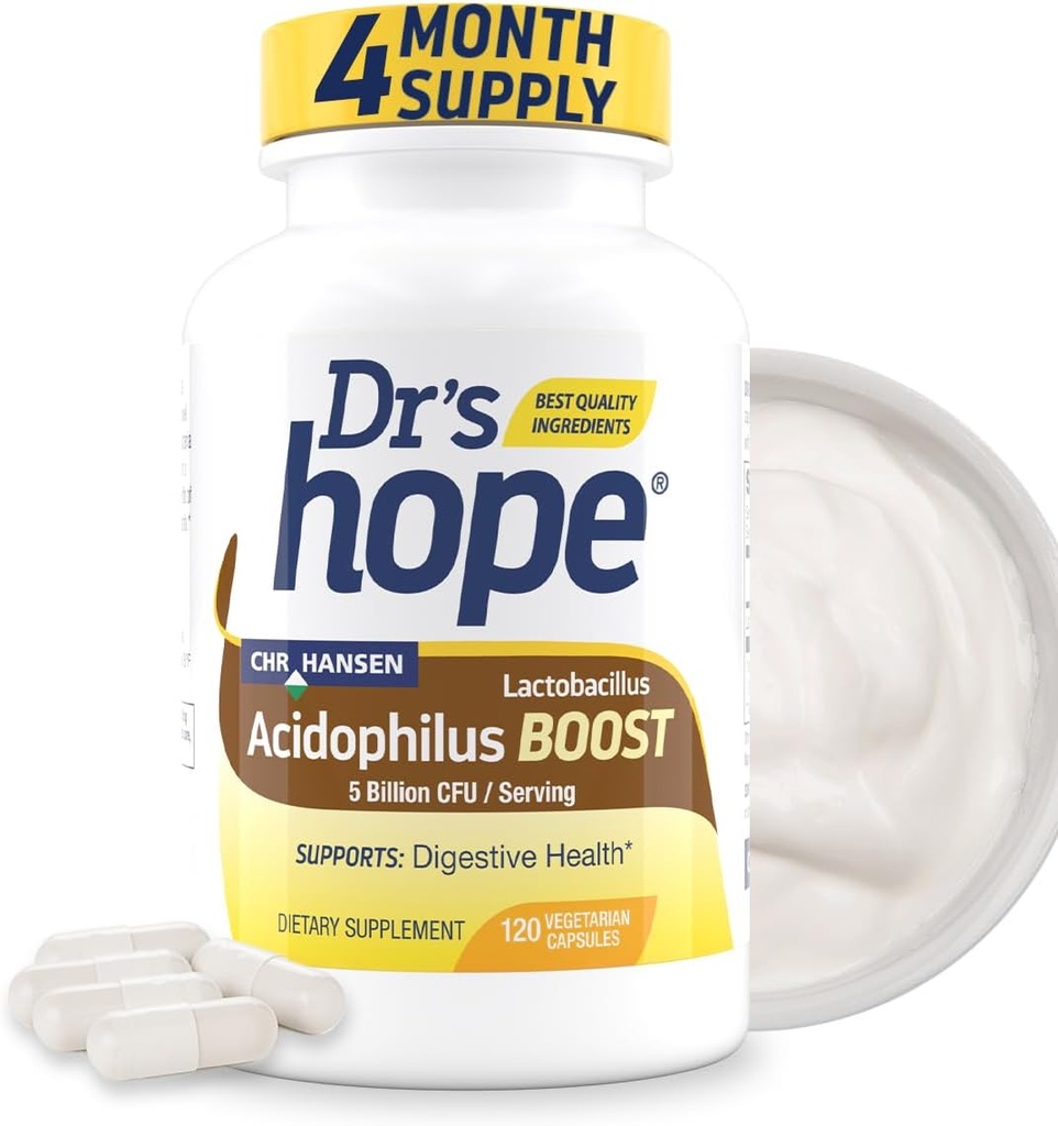 Lactobacillus Acidophilus Boost 5B CFU - Προβιοτικά για την Digestive Υγεία - Υποστηρίζει Digestive Υγεία, Ανοσολογική λειτουργία, και Γενική Υγεία Gut - 120 Κάψουλες Veggie, Κατασκευασμένες στις ΗΠΑ