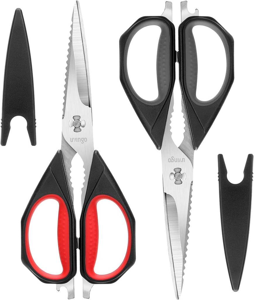LIVINGO Kitchen Scissors, 2 Pack 9.25" Utility All Purpose Poultry Shears Heavy Duty Dishwasher Safe, Come Apart Sharp Paslanmaz Steel Cooking Food Scisors for Cut Meat, Chicken, Sebze, Fish, Fish, Fish, Fish, Fish, Fish