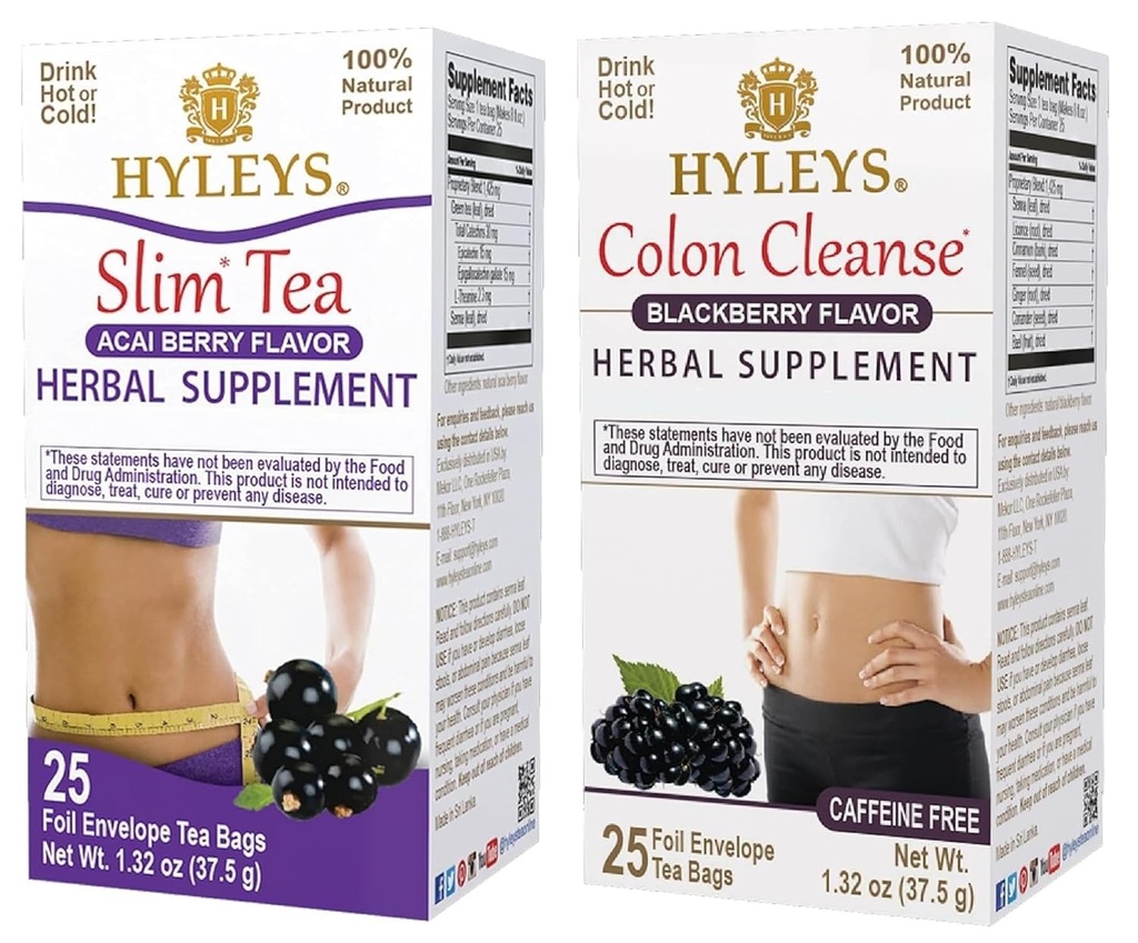 Hyleys Kilo Supplements Tea Sche - Slim Tea & Colon Cleanse - 50 Tea Bag Total (2 Pack)