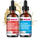Sea Moss ile Collagen Mojo Liquid Collagen,, Burdock Root & Bladderwrack + Sıvı Collagen, with Ashwagandha, Elderberry & L-Theanine
