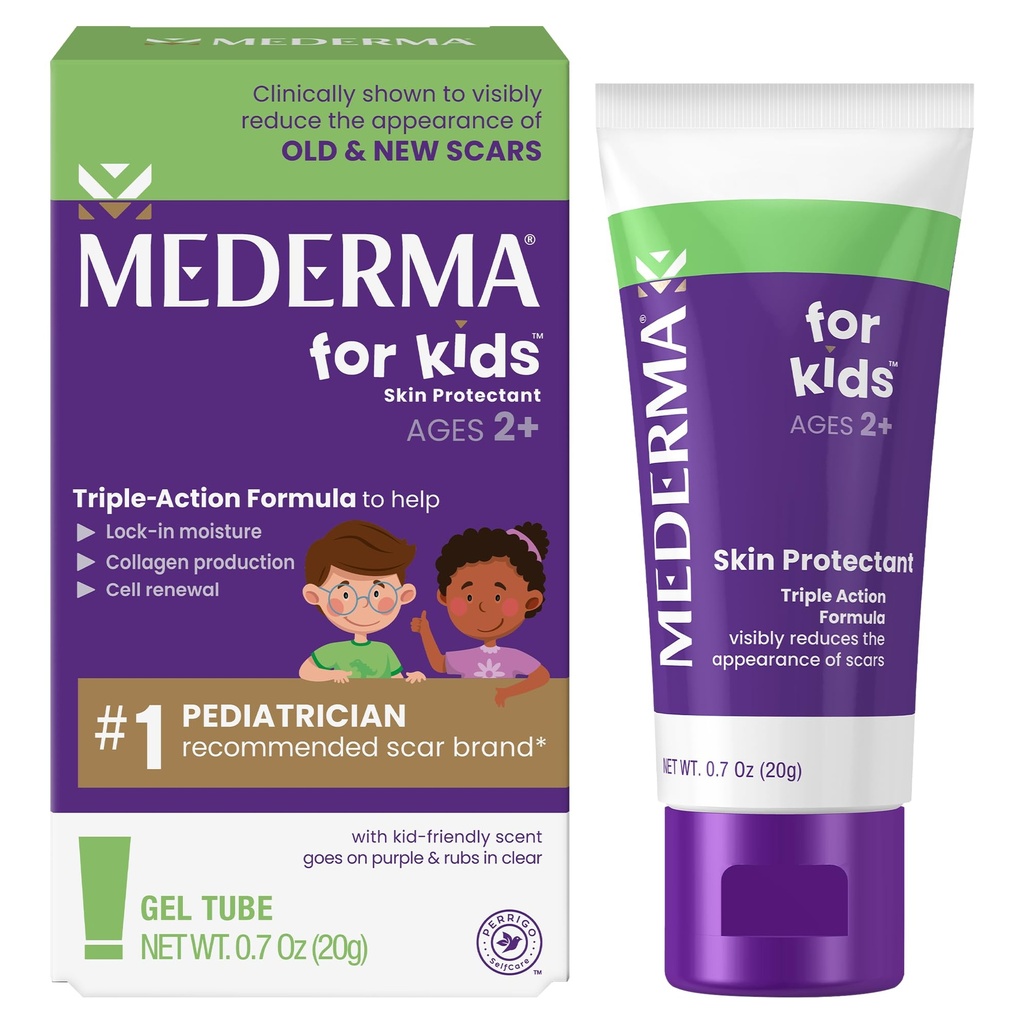 Çocuklar için Mederma Scar Gel - Cuts, Burns, Cerrahi, Böcek Bites & Yararlı, Grape Scented, Mor & Rubs'i Clear, Ages 2+, 0.70 Oz