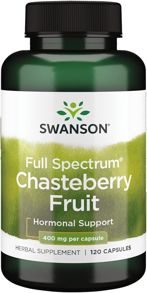 Swanson Chasteberry Fruit - Herbal Supplement Kadın Sağlığı ve Menopausal & Menstrual Support - May Support Balance & Skin Health - (120 Capsules, 400 mg each)