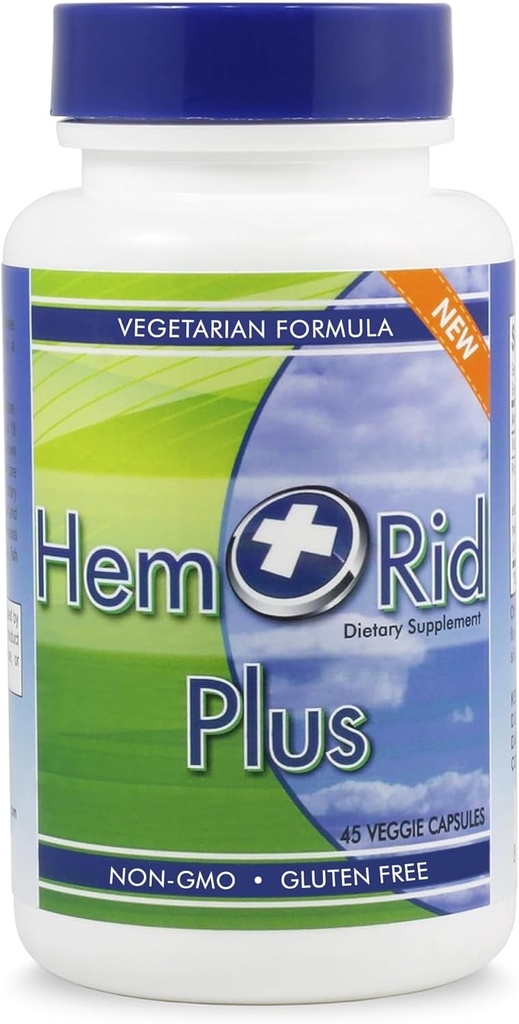 HemRid Plus Advanced Herbal Comfort Formula - 45 Veggie Κάψουλες για την Ενισχυμένη Άνεση & Ευεξία, που διαθέτουν Chestnut, Hitch Hazel & More - Περήφανα Made in The USA