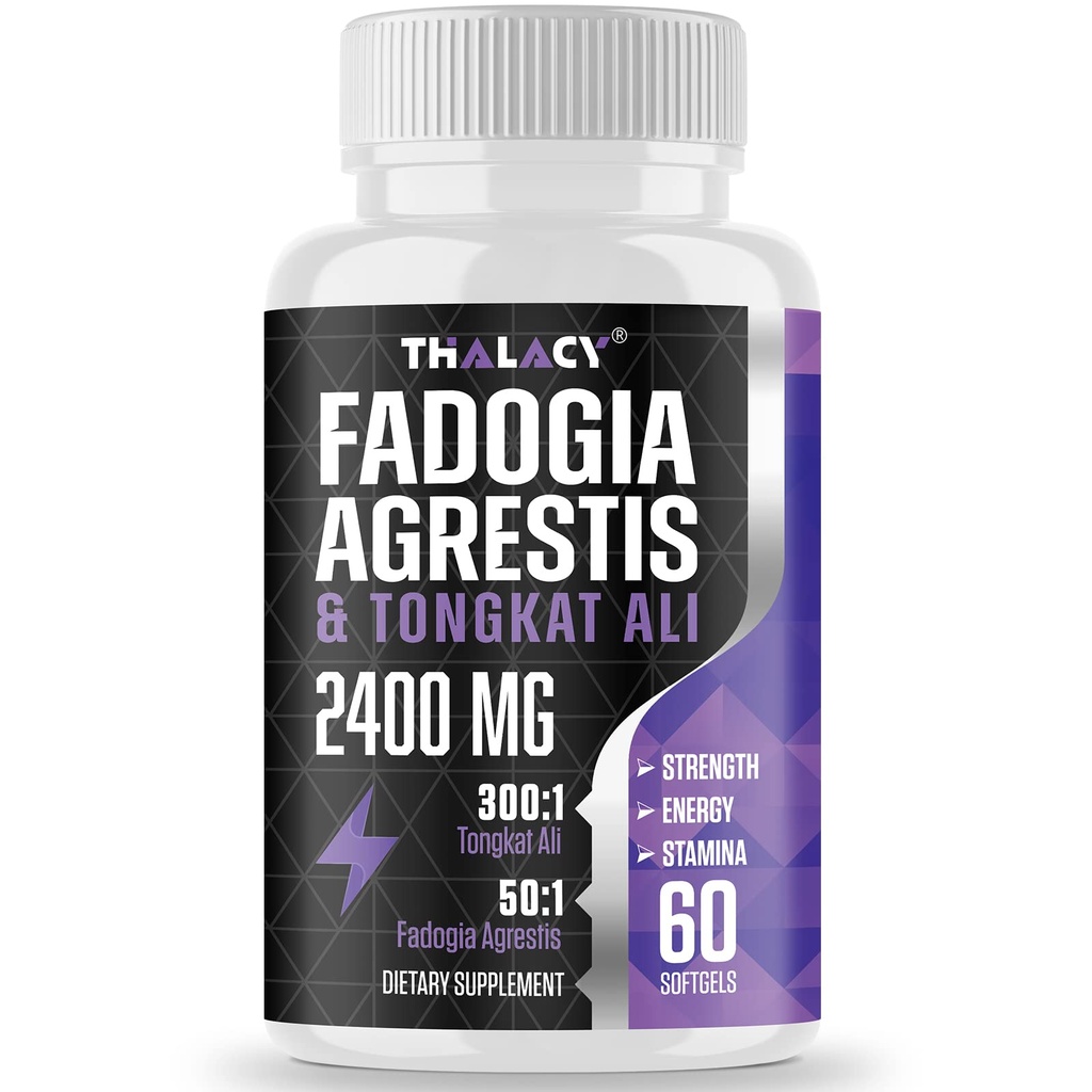 2400 mg Fadogia Agrestis Tongkat Ali Supplement - Fadogia Agrestis 1400 mg & Tongkat Ali 1000 mg Ultra Mix, maksimum Güçlü, Kas Mass & Athletic Performans, 60 Softgels