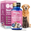 Kilo & Tiroid Köpekler ve Kediler için destek, Açlık Kontrolü için Doğal Çözüm, Metabolism Desteği, Optimal Tiroid Fonksiyonu, Etkili Köpek ve Kedi Kilo Kaybı, 400 Odorless, Tasteless Pills