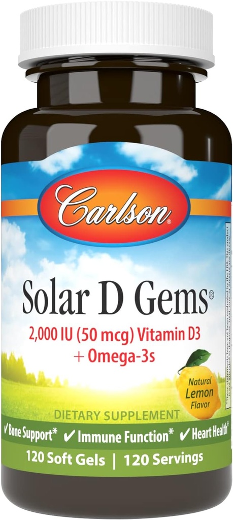 Carlson Labs Solar D Gems Φυσική βιταμίνη D3, 2000 IU, 120 Softgels