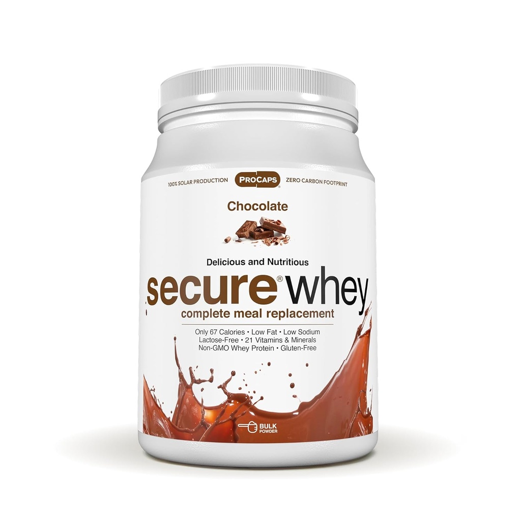 ANDREW LESSMAN Secure Whey Complete Meal Replacement - Chocolate 60 Servings - Μόνο 67 θερμίδες, 7 γραμμάρια πρωτεΐνη ορού γάλακτος, Βιταμίνες/εσπεριδοειδή, χαμηλής περιεκτικότητας σε λιπαρά, θρεπτικά, νοστιμότατα, αναμειγνύεται άμεσα