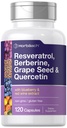 Horbäach Resveratrol Berberine Grape Tohum & Quercetin | Blueberry & Red Wine Extract | 120 Capsules | Non-GMO, Gluten Free & Vegetarian Supplement