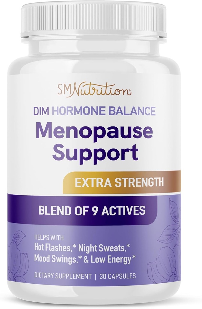 Menopause Supplement for Women Hot Flashes & Night Sweats | Hormone Balance, Menopause Relief for Women & Perimenopause Support | with Black Cohosh, DIM & Red Clover | Third-Party Tested | 30 Ct