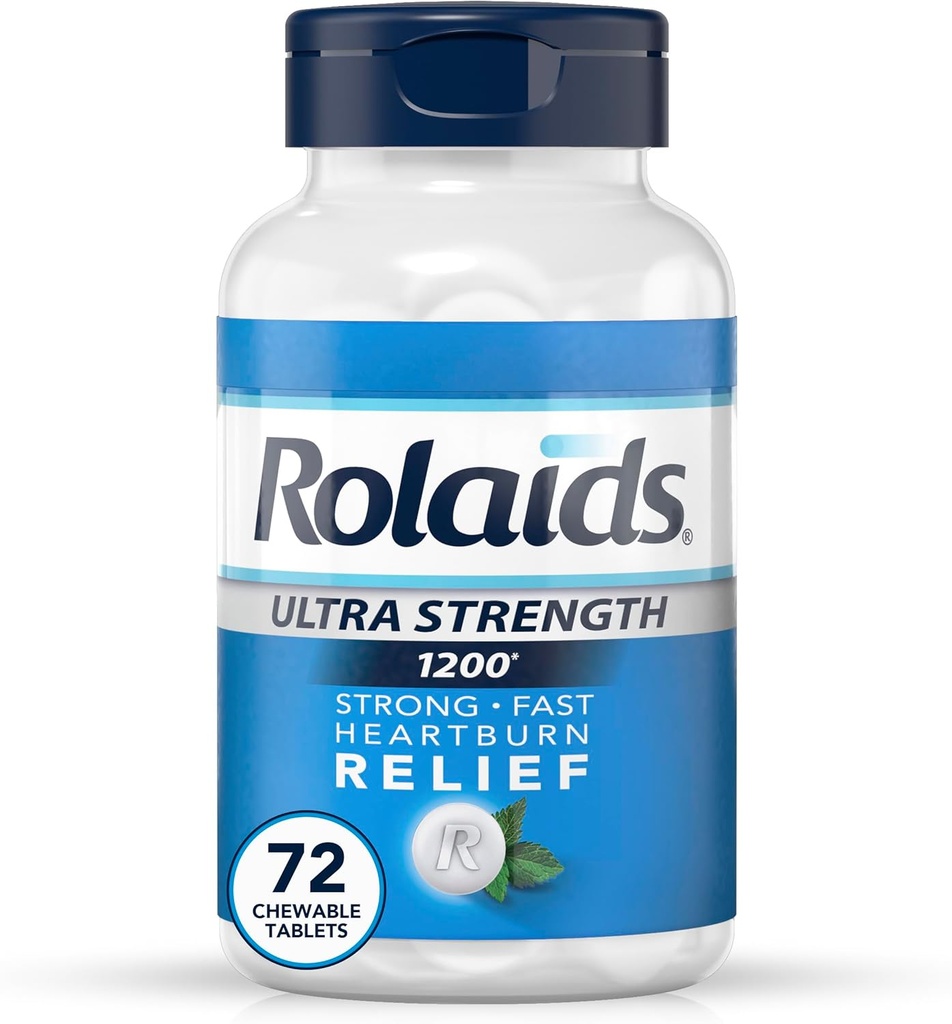 Rolaids Ultra Strength Antacid Chewable Tabletler, Mint, 72-Count