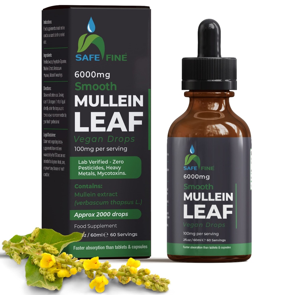 Organic Mullein Tincture Drops for αναπνευστική υγεία – Φυσική υποστήριξη πνεύμονα, χωρίς αλκοόλ, Vegan, μη ΓΤΟ, εκχύλισμα βοτάνων, 2 fl oz (60ml) Φυσική βοήθεια ύπνου & ανοσοποιητική υποστήριξη
