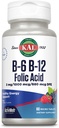 KAL B-6, B-12 & Folic Acid Supplement, Kalp Sağlığı, Enerji ve Kızıl Kan Hücre Desteği * Vitamin B12 Mecobalamin & Folate, Natural Berry Flavor, 60 Hizmet, 60 ActivMelt Mikro Tabletler, 60 ActivMelt Mikro Tabletler