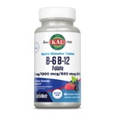 KAL B-6, B-12 & Folic Acid Supplement, Kalp Sağlığı, Enerji ve Kızıl Kan Hücre Desteği * Vitamin B12 Mecobalamin & Folate, Natural Berry Flavor, 60 Hizmet, 60 ActivMelt Mikro Tabletler, 60 ActivMelt Mikro Tabletler