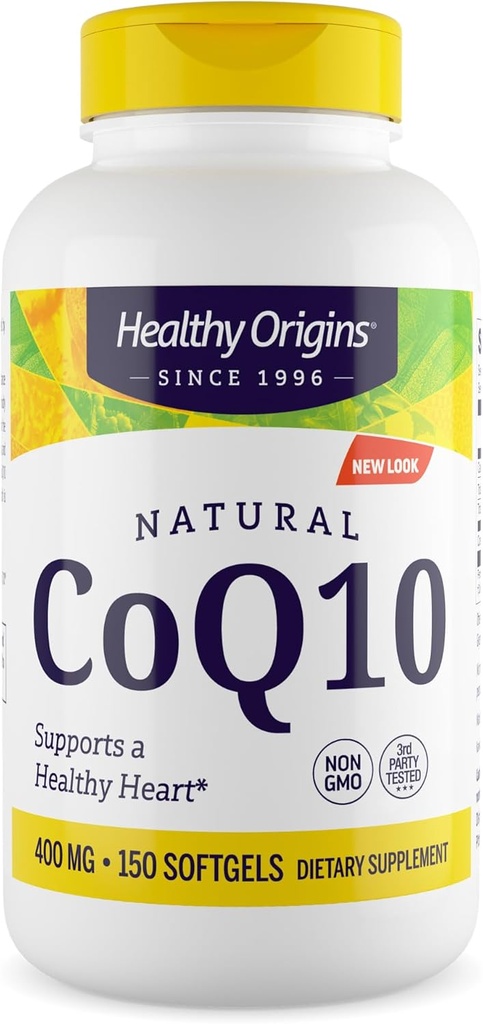 Healthy Origins® CoQ10 400 mg – Φυσικό Trans-ισομερές Ubiquinone – Yeast Fermented, υποστηρίζει την υγεία της καρδιάς & κυτταρική ενέργεια – μη GMO 150 Softgels