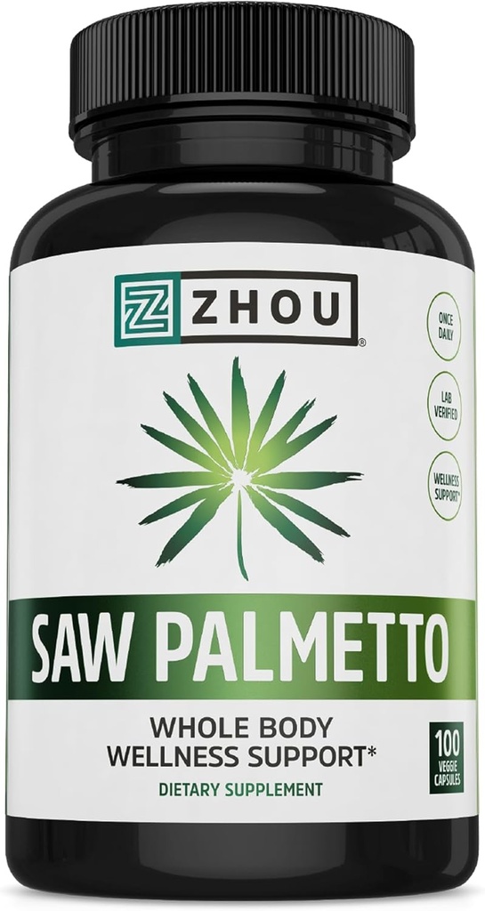 Zhou Saw Palmetto Erkekler için Tamam - Premium Kompleksi, Gelişmiş Formula, Ekstra Güçlü 450 mg Saw Palmetto Berry Per Capsule - 100 Vegetarian Capsules