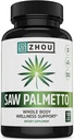 Zhou Saw Palmetto Erkekler için Tamam - Premium Kompleksi, Gelişmiş Formula, Ekstra Güçlü 450 mg Saw Palmetto Berry Per Capsule - 100 Vegetarian Capsules