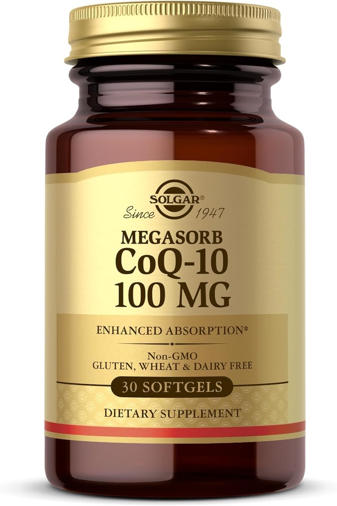 Solgar Megasorb CoQ-10 100 mg - 30 Softgels - Enhanced Absorption - Non-GMO, Gluten Free, Dairy Free - 30 Servings