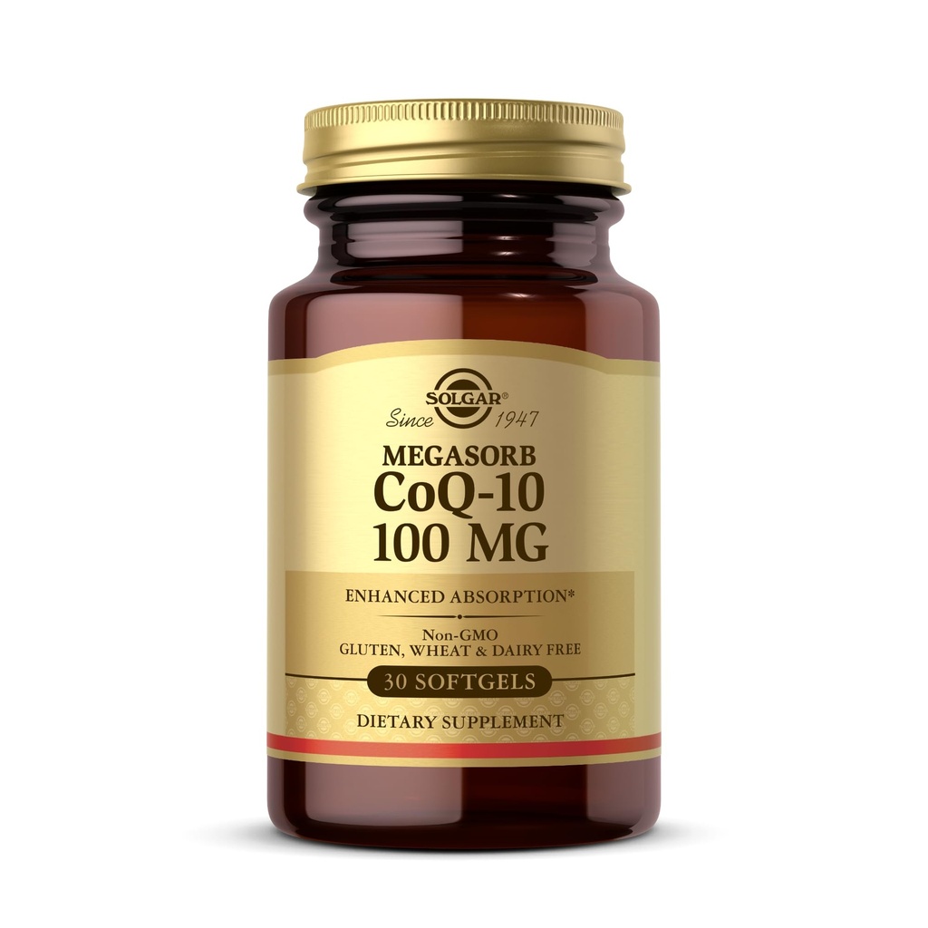 Solgar Megasorb CoQ-10 100 mg - 30 Softgels - Gelişmiş Abpsorb - Non-GMO, Gluten Free, Dairy Free - 30 Hizmet