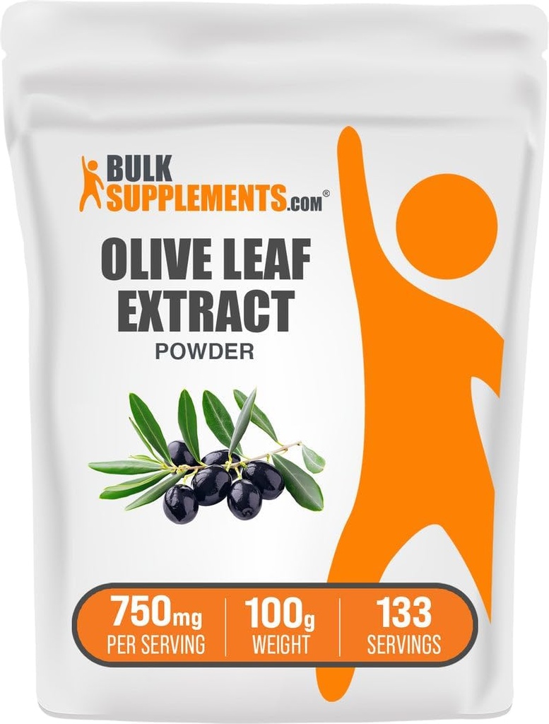 BulkSupplements.com Olive Leaf Extract Powder - Βότανο συμπλήρωμα, Antioxidant Source, Olive Leaf Powder - Χωρίς γλουτένη, 750mg ανά Σερβίρισμα, 100g (3, 5 oz) (Pack of 1)