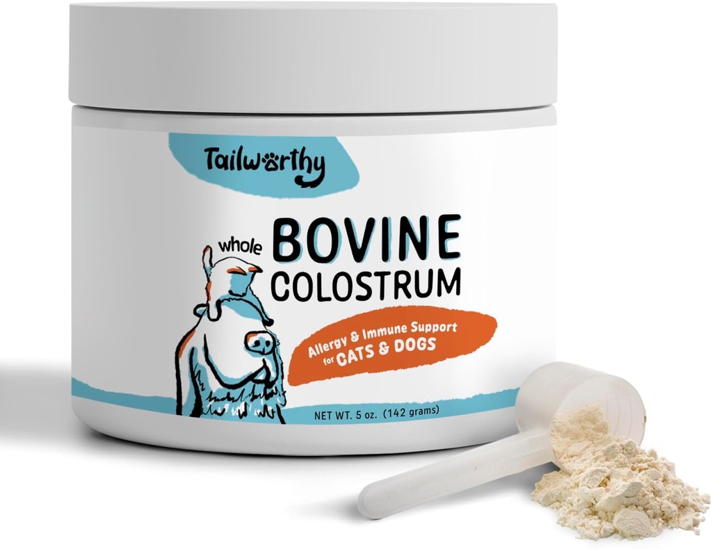 100% Bovine Colostrum for Dogs & Cats, Allergy and Immune Support, 60 Servings, Non-GMO, Gluten Free for More Energy, Wellness, and Healthier Digestion