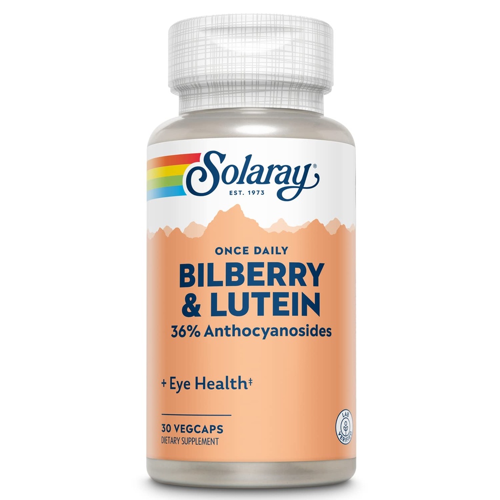 SOLARAY Bir Günlük Bilberry ve Lutein Supplement, 160 mg 30 Count
