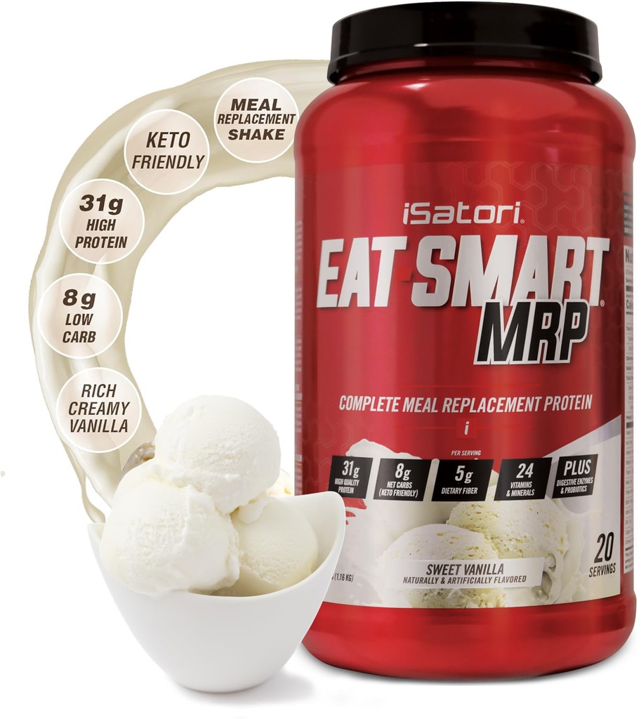 iSatori Smart MRP, Yüksek Protein Meal Emekliliği Whey Protein Toz, Probiyotiks Toz, Casein proteini, MCT Oil, Egg Albümen, Vitamins & Minerals, Keto, Vanilla Flavor, 20 Hizmetler