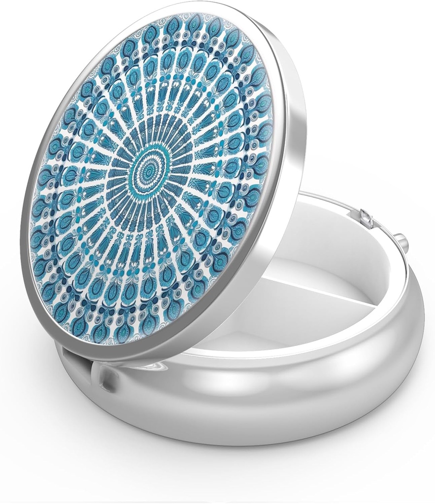 Pill Box 3 Karşılaştırma Küçük Pill Vakası, Pocket veya Purse Pill Organize Pill konteynerleri Vitaminler, İlaçlar, Fish Oil ve Supplements (Peacock Sky Blue)