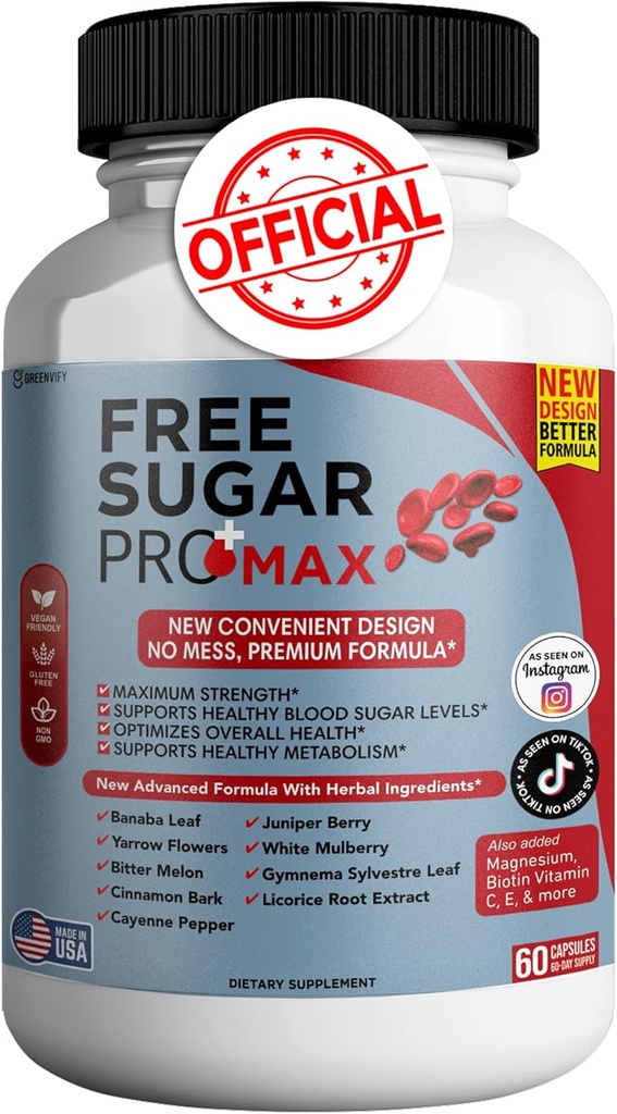 Ücretsiz Sugar Pro Max All Natural Formula Sağlıklı Seviyeleri korumak için, maksimum Güçlü Günlük Formula, Kan Şeker Sağlık Yorumları (1 Pack - 60 Capsules)