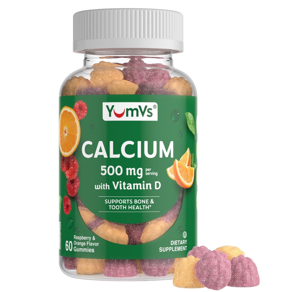 YumVsuba D3 Vitamini ile 500 mg - Raspberry & Orange Flavordis Vitamin D Gummies, Çocuklar ve Yetişkinler için Chewable Food Supplement, Vitamin Duba Gummies, Kosher Halal Gluten Free (60 Kont)