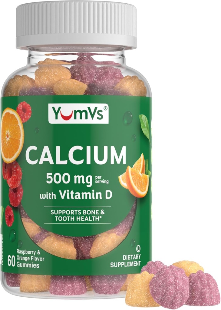 YumVsuba D3 Vitamini ile 500 mg - Raspberry & Orange Flavordis Vitamin D Gummies, Çocuklar ve Yetişkinler için Chewable Food Supplement, Vitamin Duba Gummies, Kosher Halal Gluten Free (60 Kont)