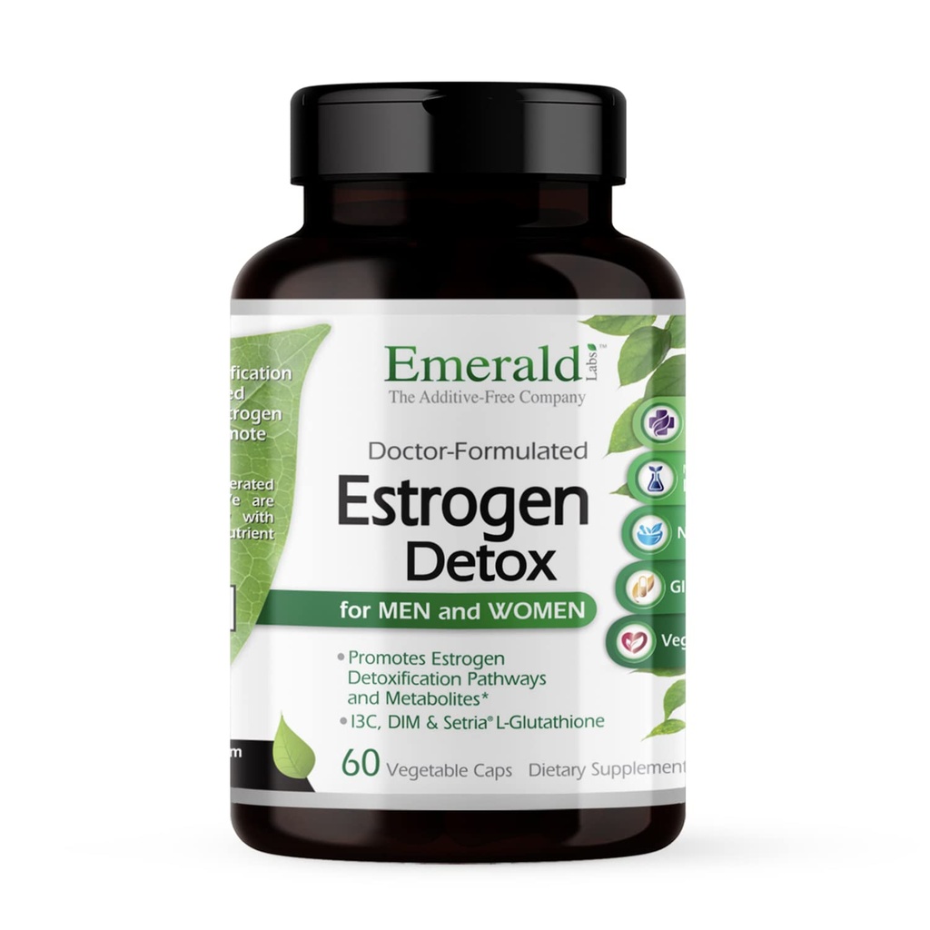 EMERALD LABS Estrogen Detox - Υποστηρίζει ισορροπία ορμονών για γυναίκες και άνδρες* - Περιλαμβάνει I3C, DIM & Setria L-Glutathione - Vegan, Gluten-free - 60 κάψουλες λαχανικών (30-Ημέρα προσφοράς)