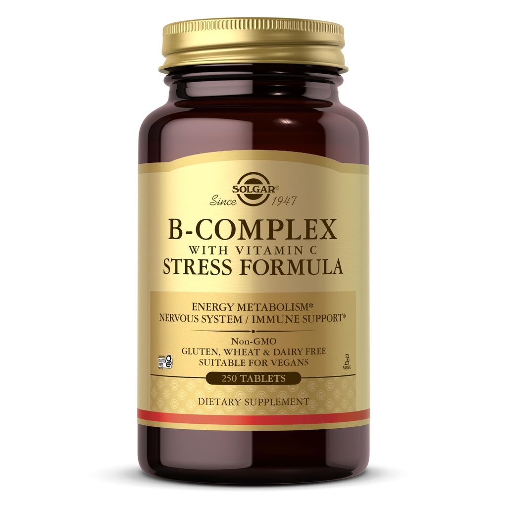 C Stress Formula ile Solgar B-Complex, 250 Tablet - Enerji Metabolism, Nervous System & Immune Support - Non-GMO, Vegan, Gluten Free, Dairy Free, Kosher - 125 Hizmet