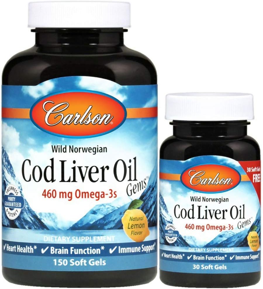 Carlson Laboratories Cod Liver Oil Gems - Lightly Lemon 1000 Milligram 150+30 Sgels