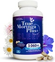 True Moringa Plus+ Sleep Support Supplement 10:1 Extract | 20.000 mg of Organic Moringa, Chamomile, Passion Flower, Valerian Root, Hibiscus for Relaxation | Natural Sleep Aid for Yetişkinler (150 Capsules)